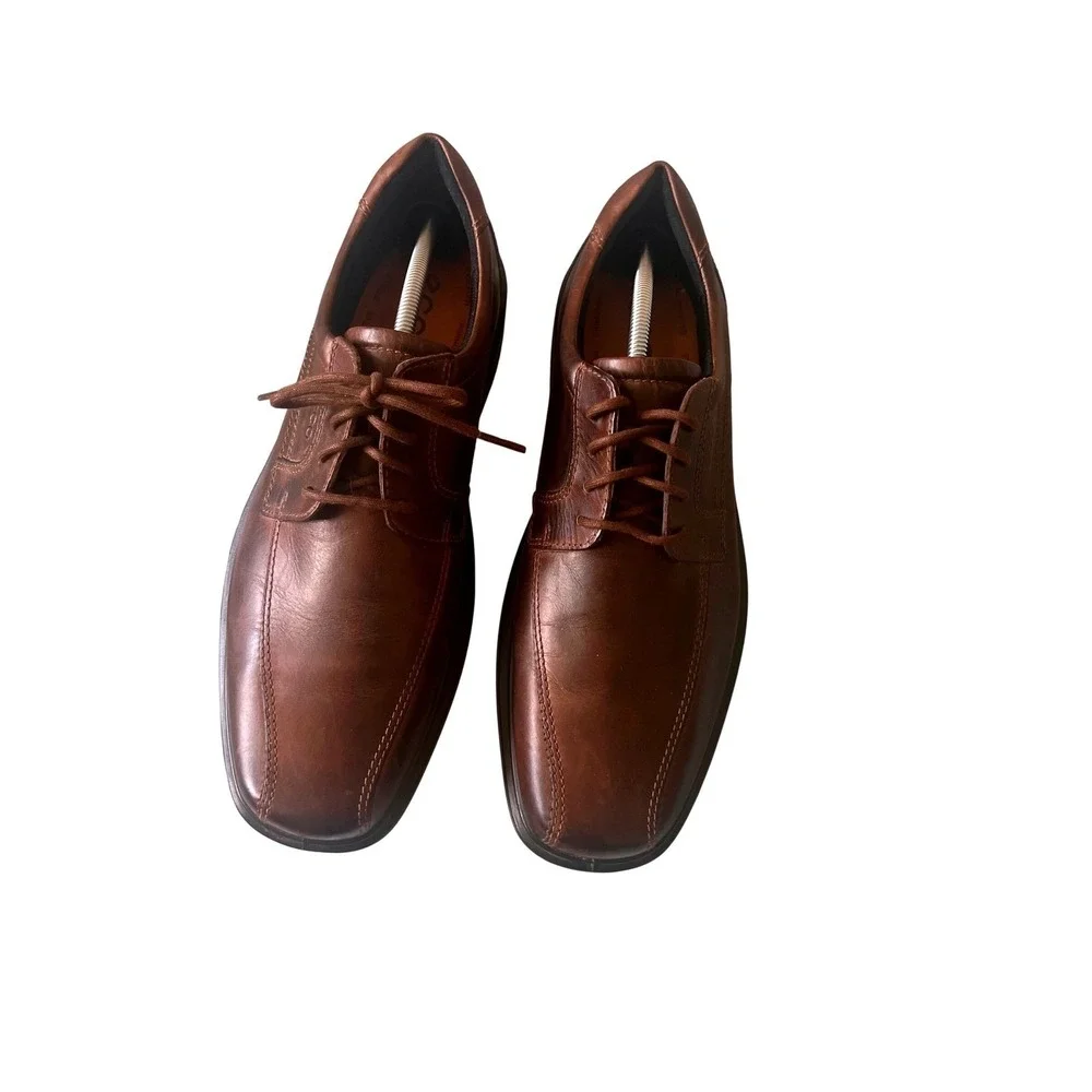 ECCO Helsinki Mens Brown Leather Bike Toe Oxford Dress‎ Shoes Size 46 US 12-12.5